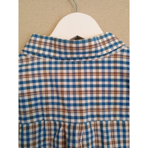 Peter Millar Shirt Men XL Blue Brown White Check Preppy Career Classic Button Up - Picture 7 of 9